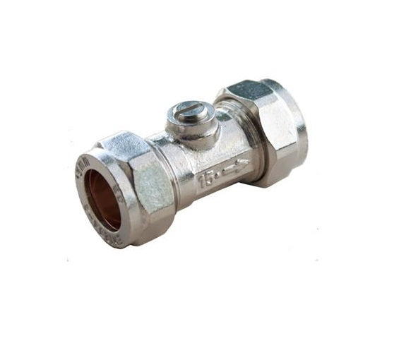 15mm Chrome Isolating Valve WRAS approved (10 Pack)