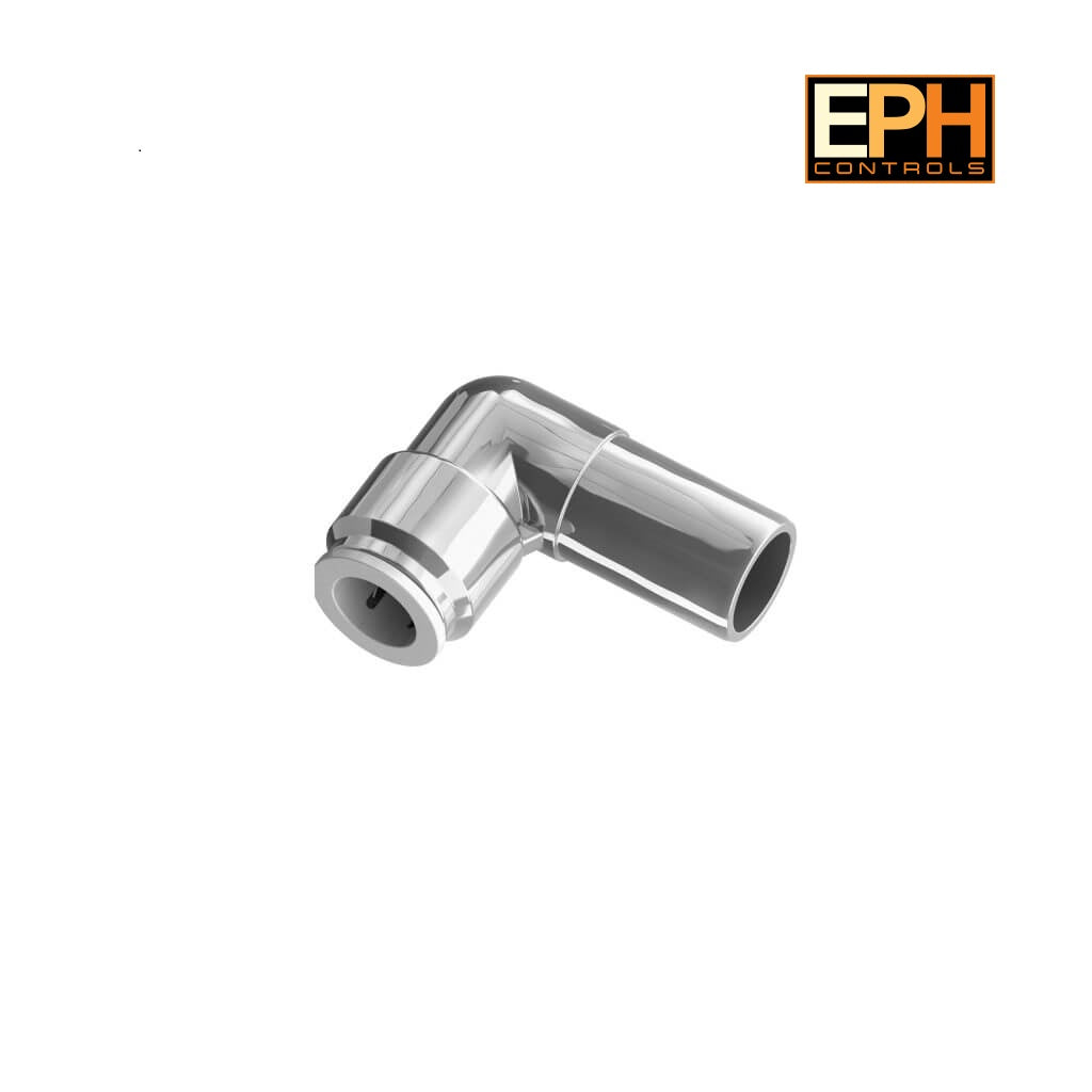 EPH Controls 15mm x 10mm Pushfit Radiator Valve Chrome Reducing Stem Elbow (Pack of 2)