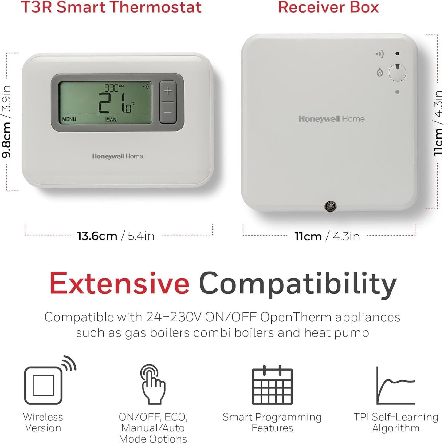 Honeywell Home T3R Wireless Programmable Thermostat and Receiver Y3H710RF0053