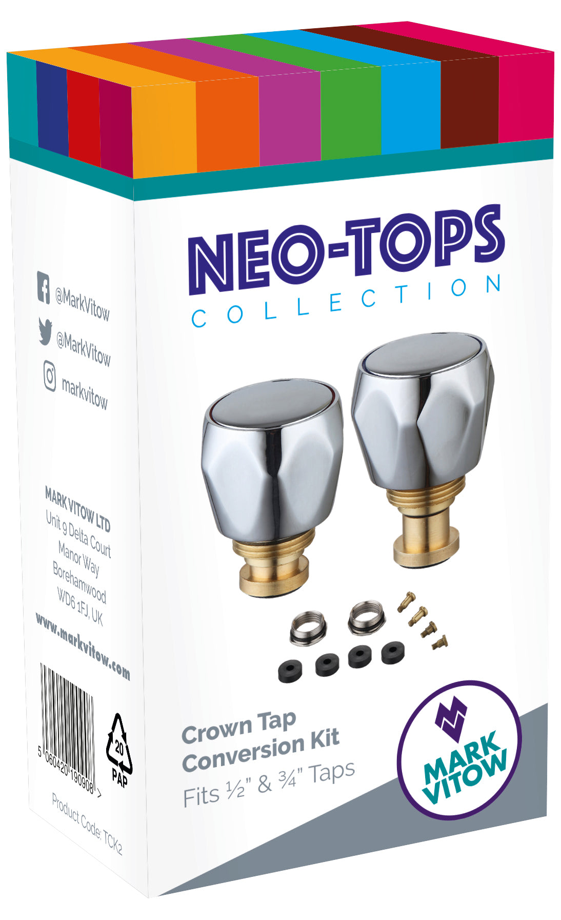 NEO TOPS 1/2" & 3/4" Crown Head Chrome Plated Tap Conversion Revivers Kit