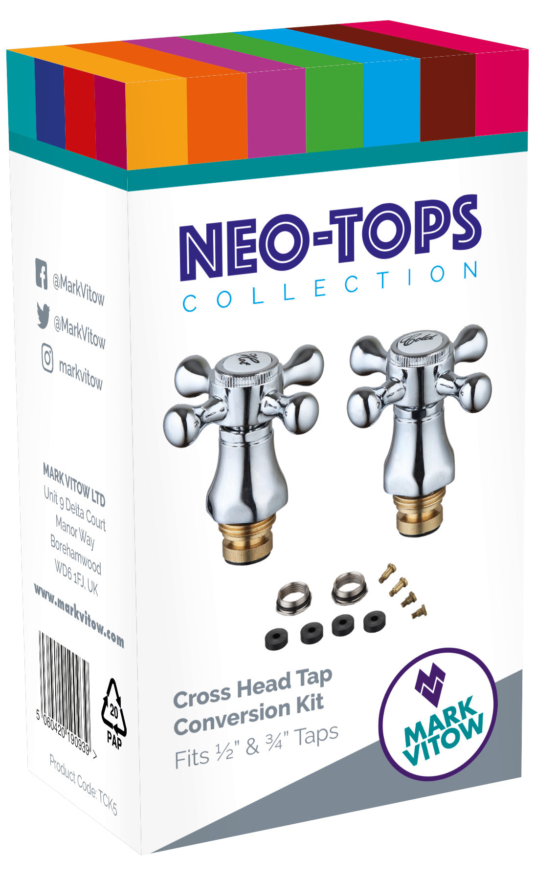 NEO TOPS 1/2" & 3/4" Cross Head Chrome Plated Tap Conversion Revivers Kit