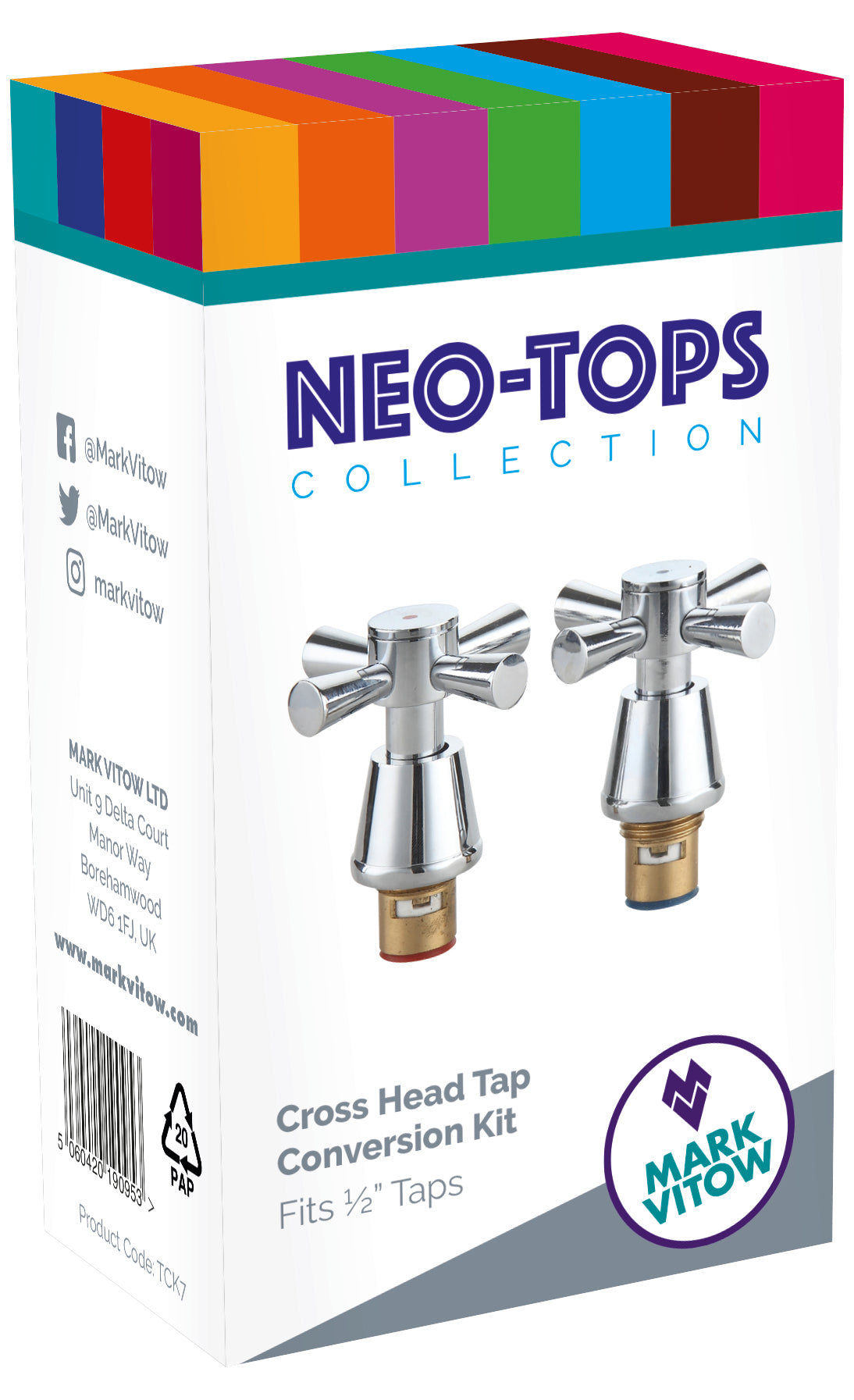 NEO TOPS 1/2" Modern Cross Head Chrome Plated Tap Conversion Revivers Kit