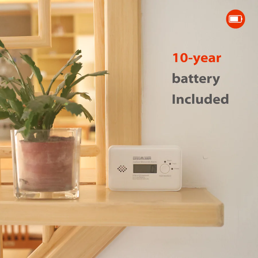 WISUALARM Carbon Monoxide Detector With 10 Years Battery