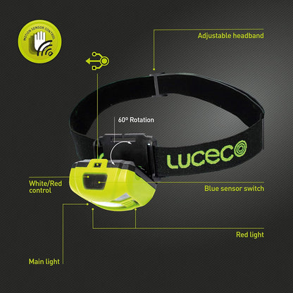 Luceco LED Head Torch 150 Lumen with Switch or Motion Sensor