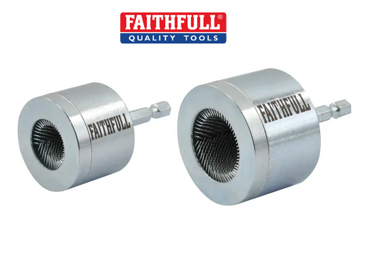Faithfull External Copper Pipe Cleaning Tool 15mm & 22mm For Drill